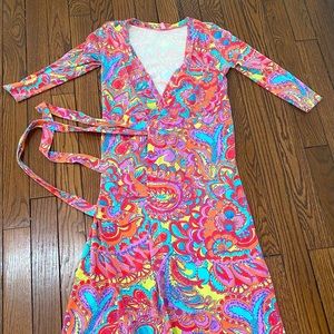 SZ MEDIUM Lilly Pulitzer Paisley Wrap Maxi Dress